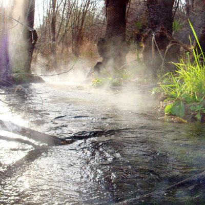 Steaming thermal spring at Warm Springs Natural Area