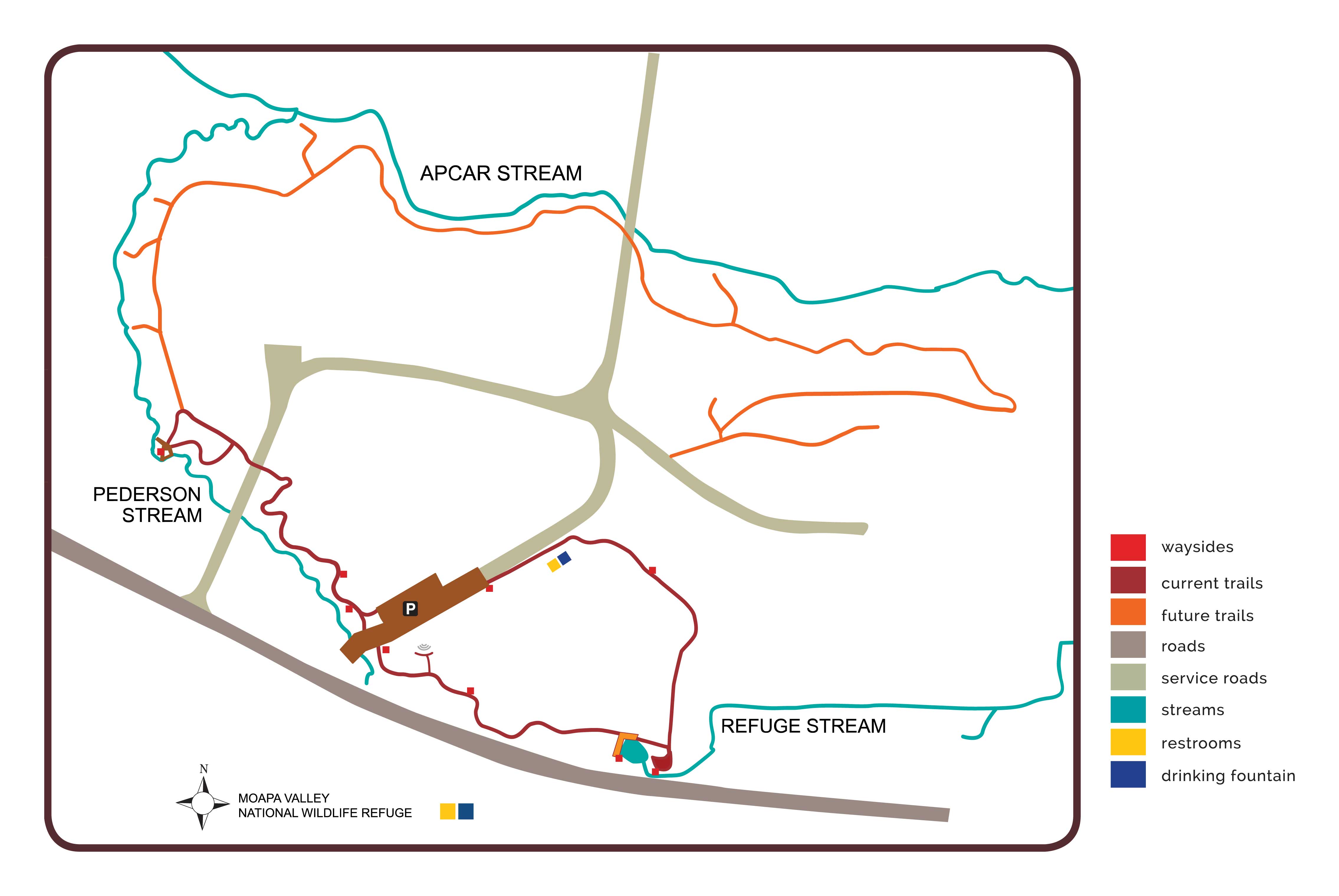 Map of Warm Springs Natural Area property showing the location of attractions. If you need this map described to you, please call us at 702-258-3930.